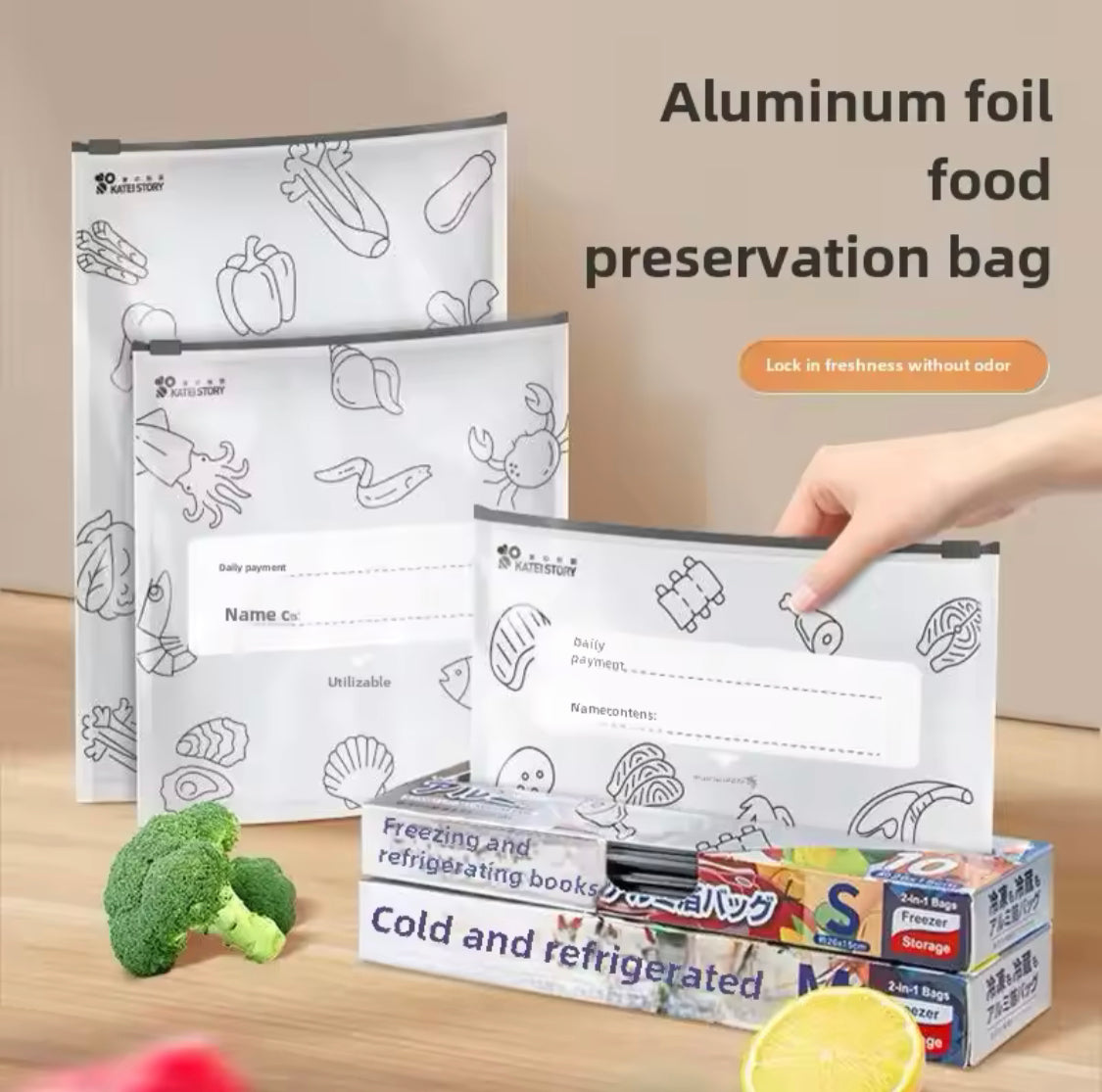 Pack Of 10 Aluminium Foil Preservation Bag, Anti-Bacterial Self Sealing Bag, Household Freshness Maintaining Bag Pack Of 10 Aluminium Foil Preservation Bag, Anti-Bacterial Self Sealing Bag, Household Freshness Maintaining Bag